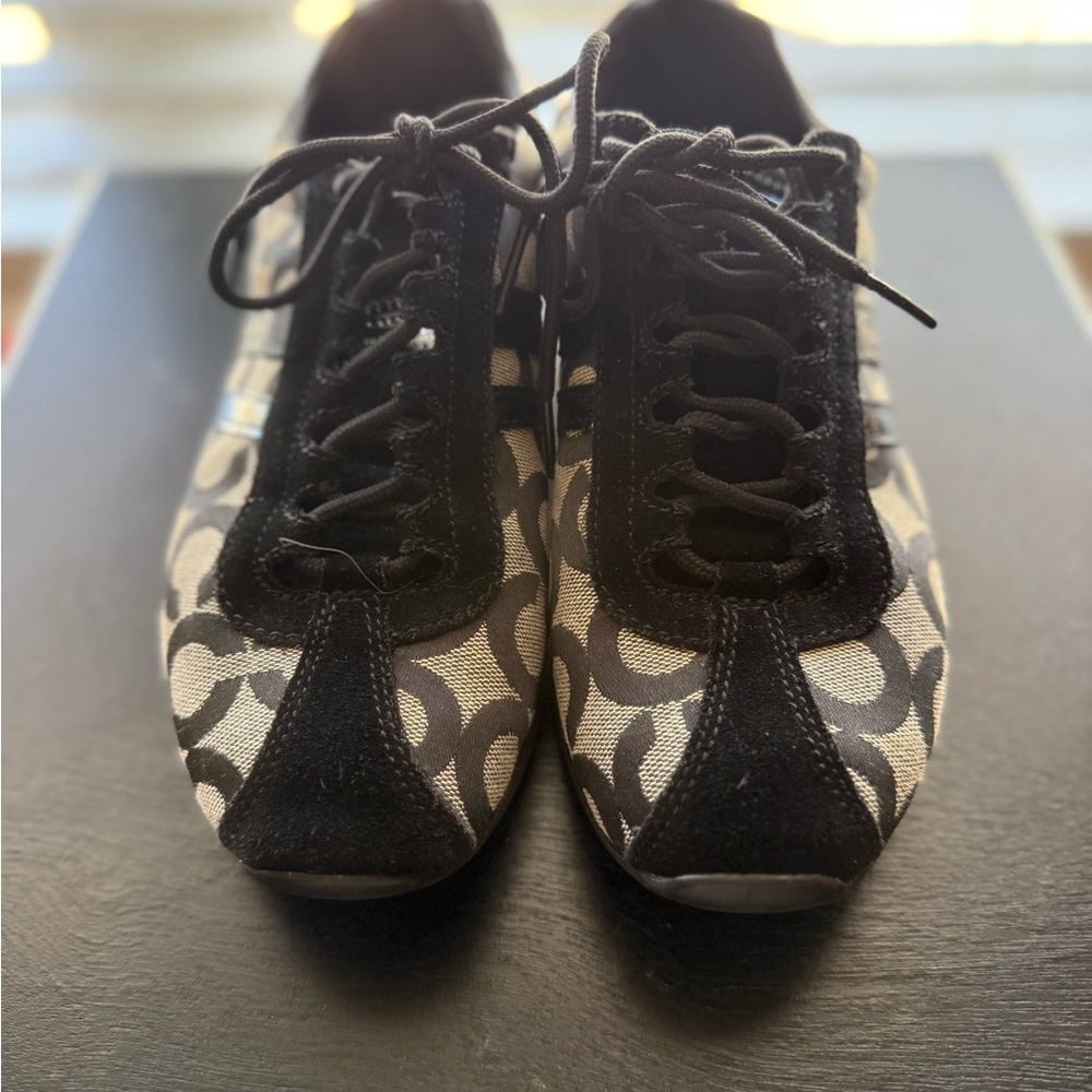 Coach Black and Cream Patterned Sneakers